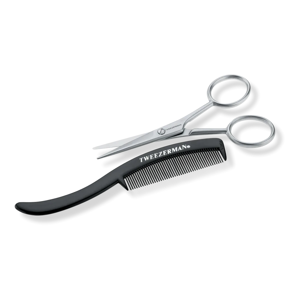 Moustache Scissors with Comb by Tweezerman