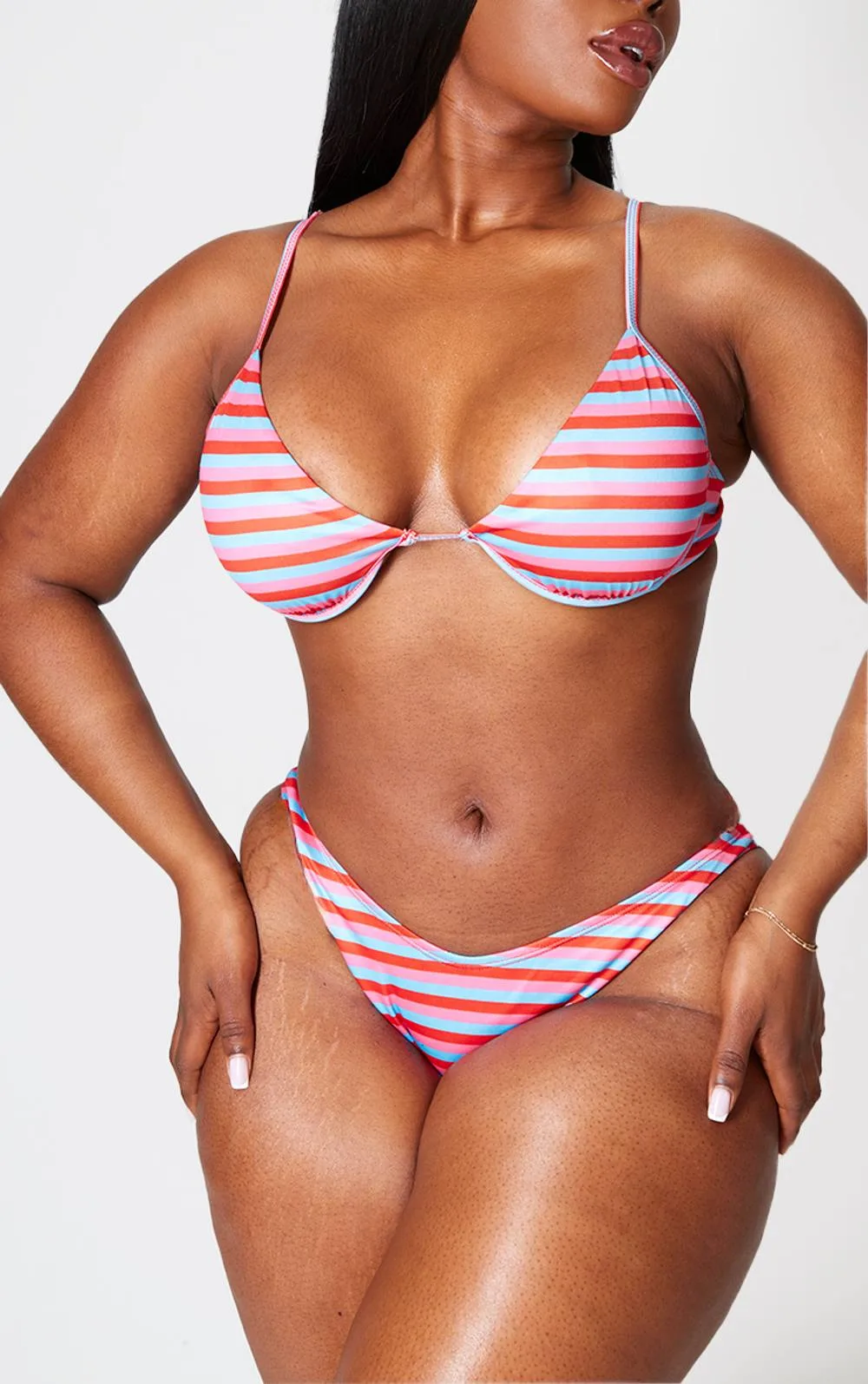 Striped Bikini Bottom by PrettyLittleThing