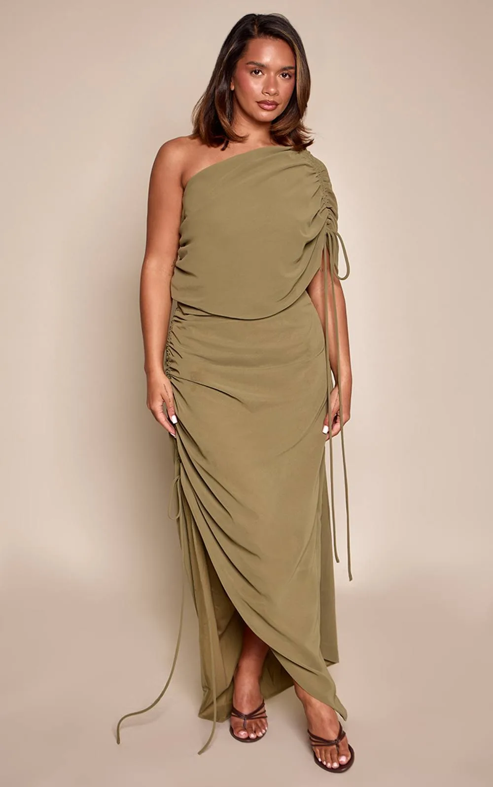 Asymmetrical Drape Detail Dress by PrettyLittleThing