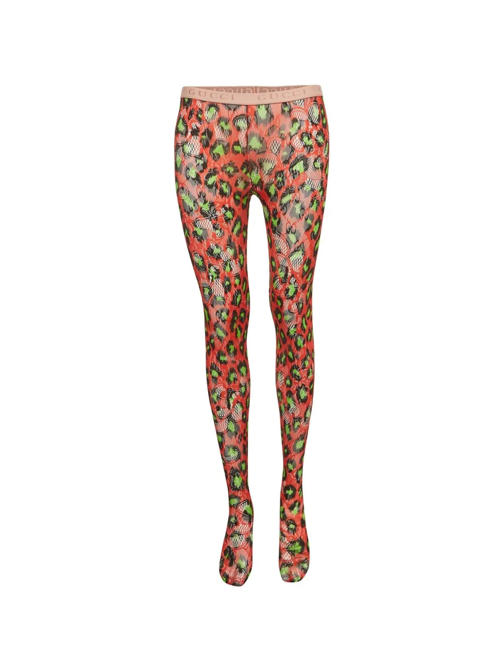 Blossom Leopard-Print Tights by Gucci Pre-Owned