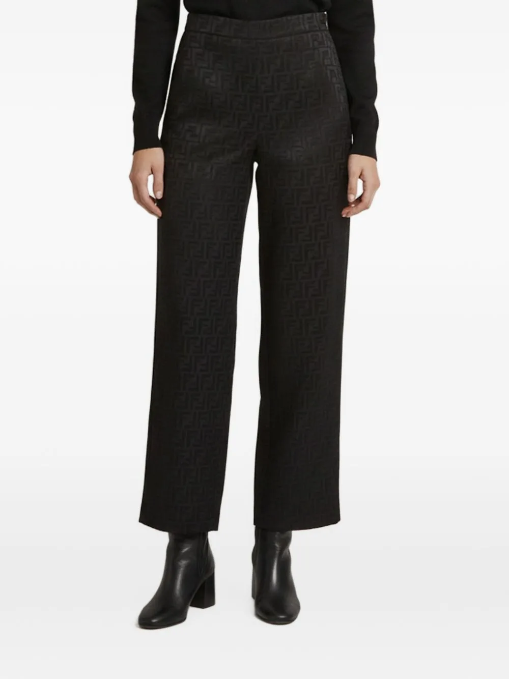 Zucca Jacquard Wide-Leg Trousers by Fendi Pre-Owned