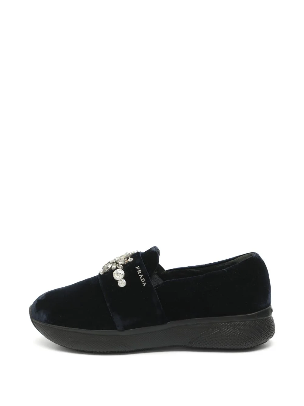 Crystal-Embellished Velvet Sneakers by Prada Pre-Owned