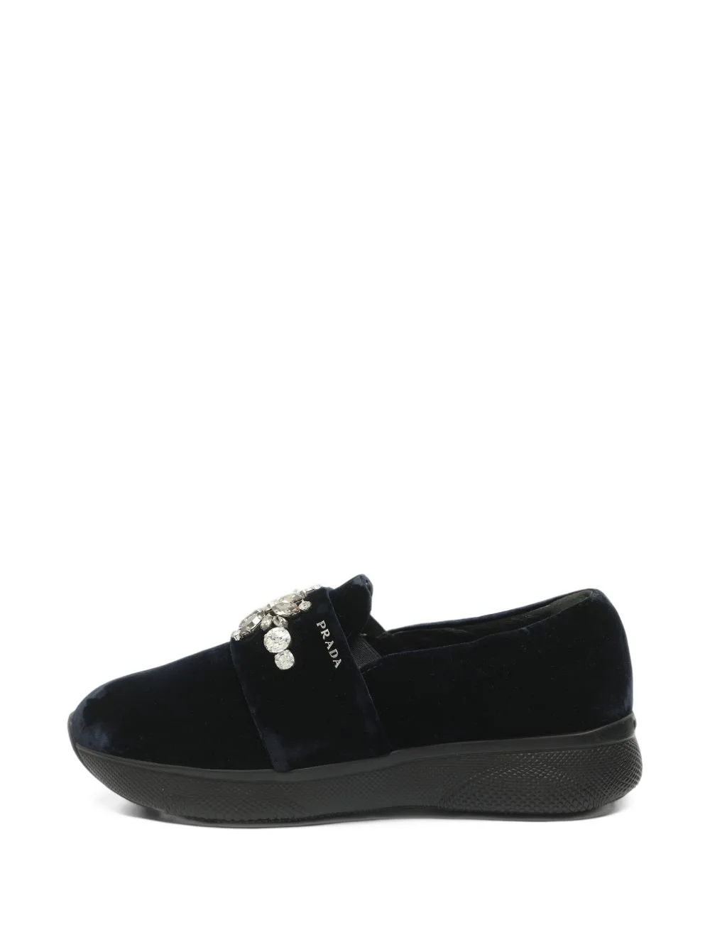 Crystal-Embellished Velvet Sneakers by Prada Pre-Owned