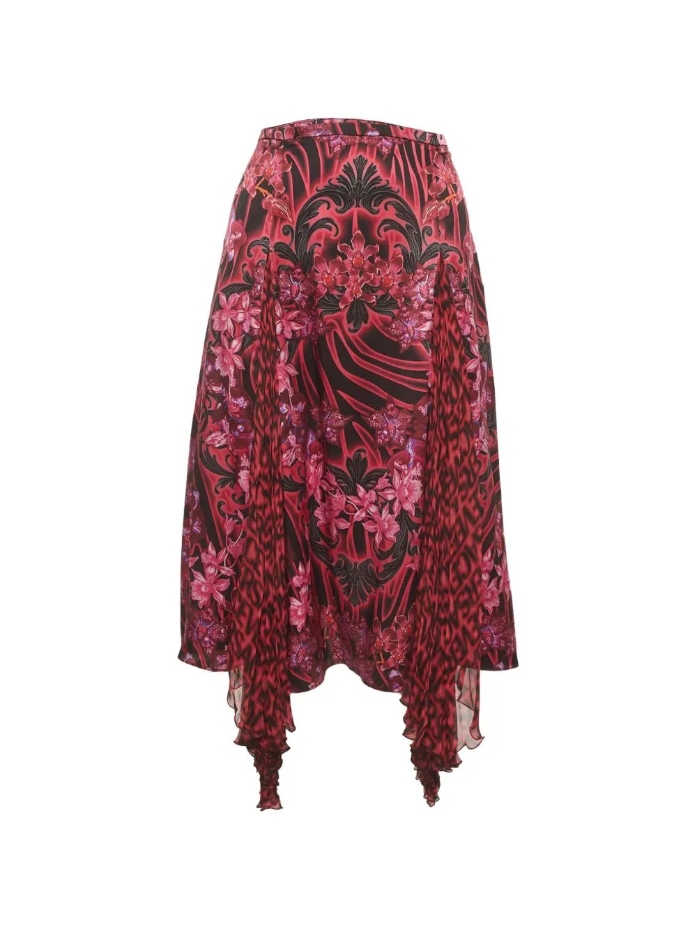 Orchid-Print Asymmetric Skirt by Versace Pre-Owned