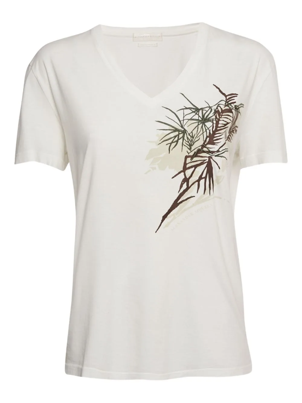 V-Neck Leaf-Embroidered T-Shirt by Alexander McQueen Pre-Owned