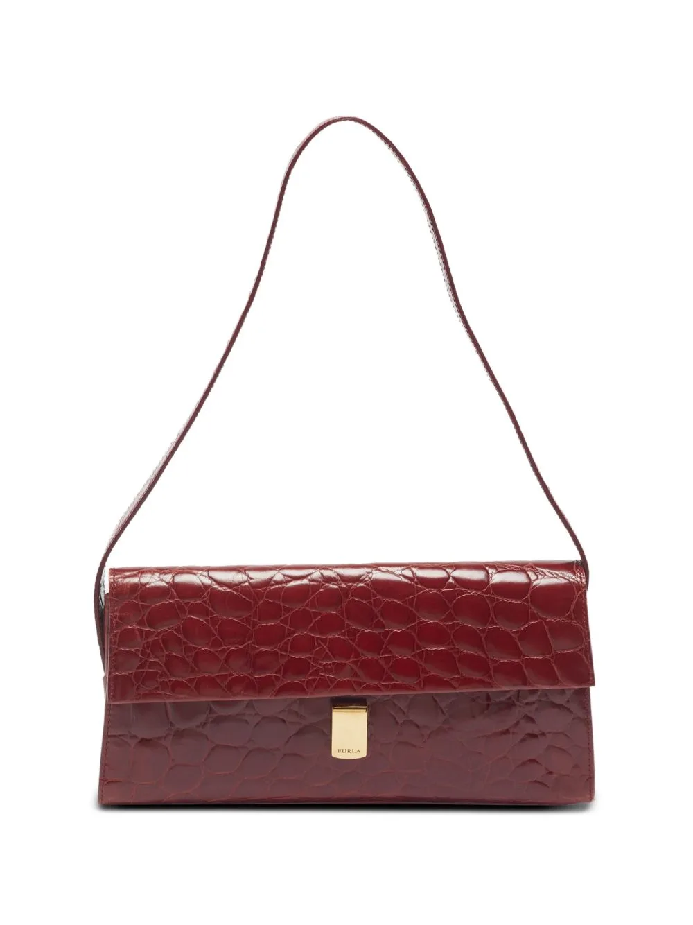 Croc-Embossed Flap Shoulder Bag by Furla