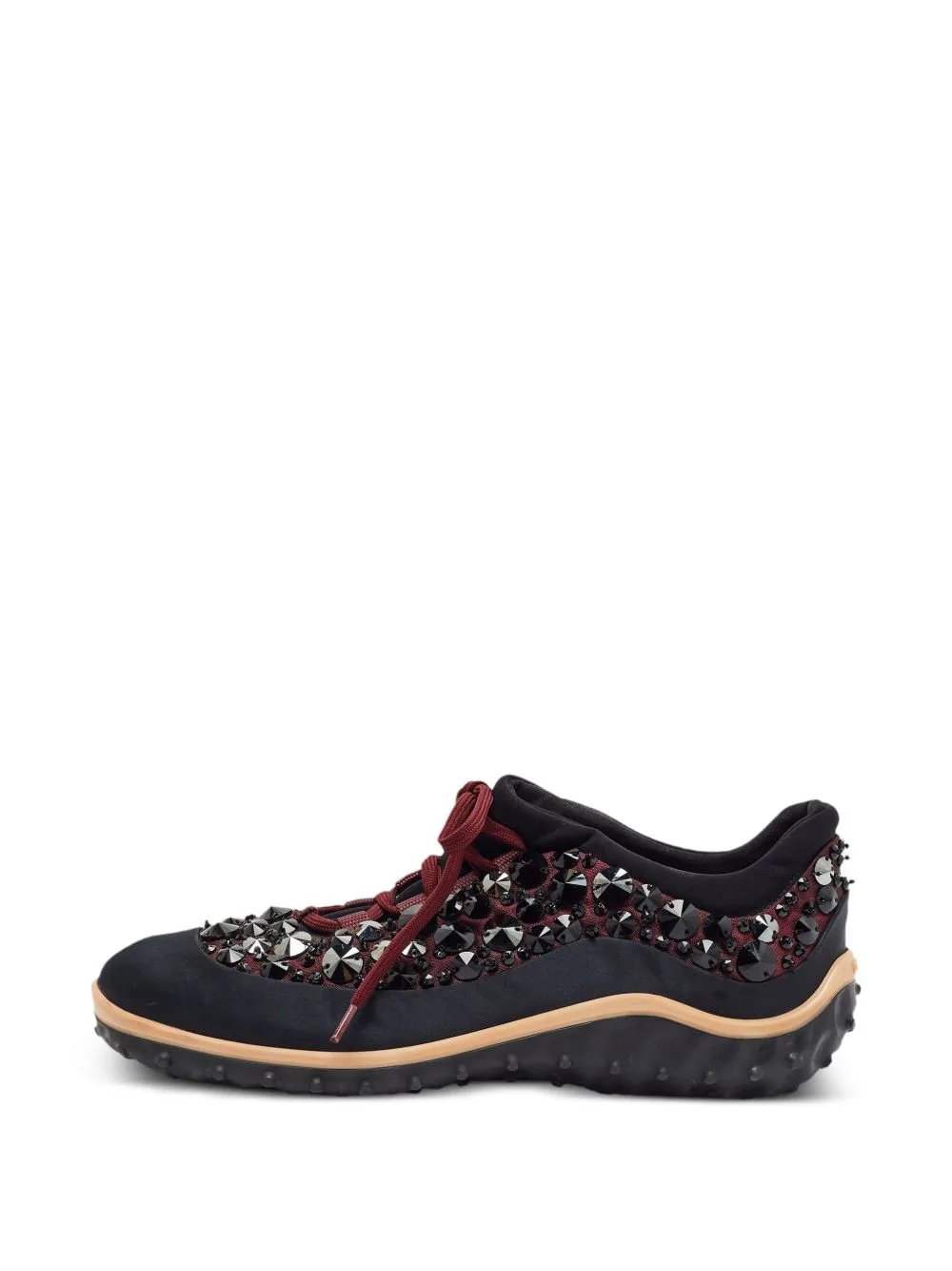 Crystal-Embellished Lace-Up Sneakers by Miu Miu Pre-Owned