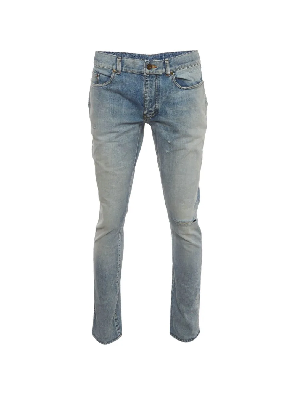 Distressed Straight-Leg Jeans
