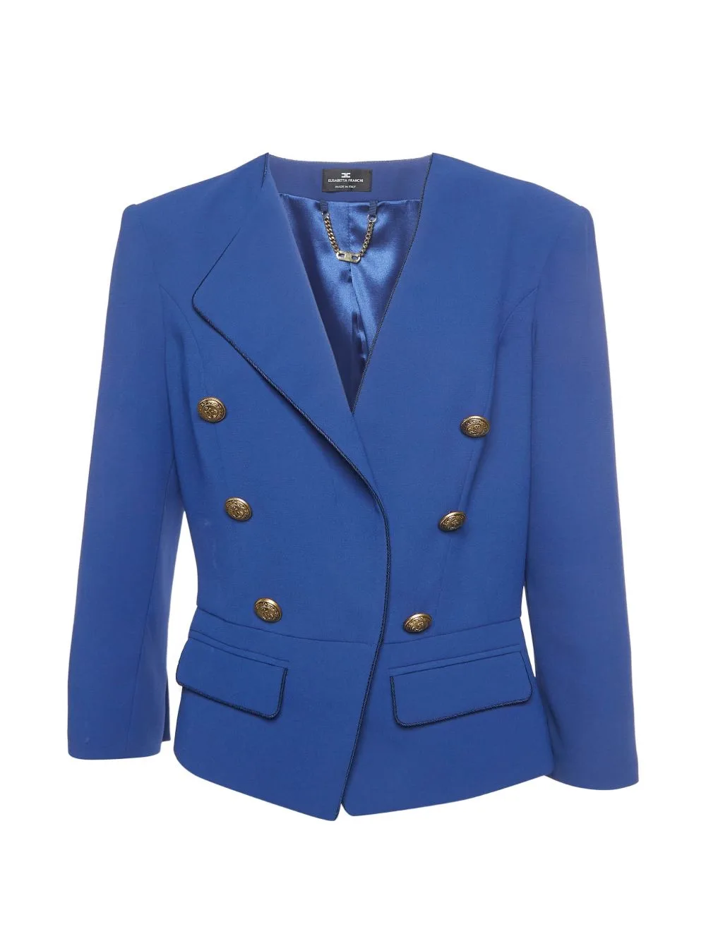 Crepe-Texture Double-Breasted Blazer by Elisabetta Franchi