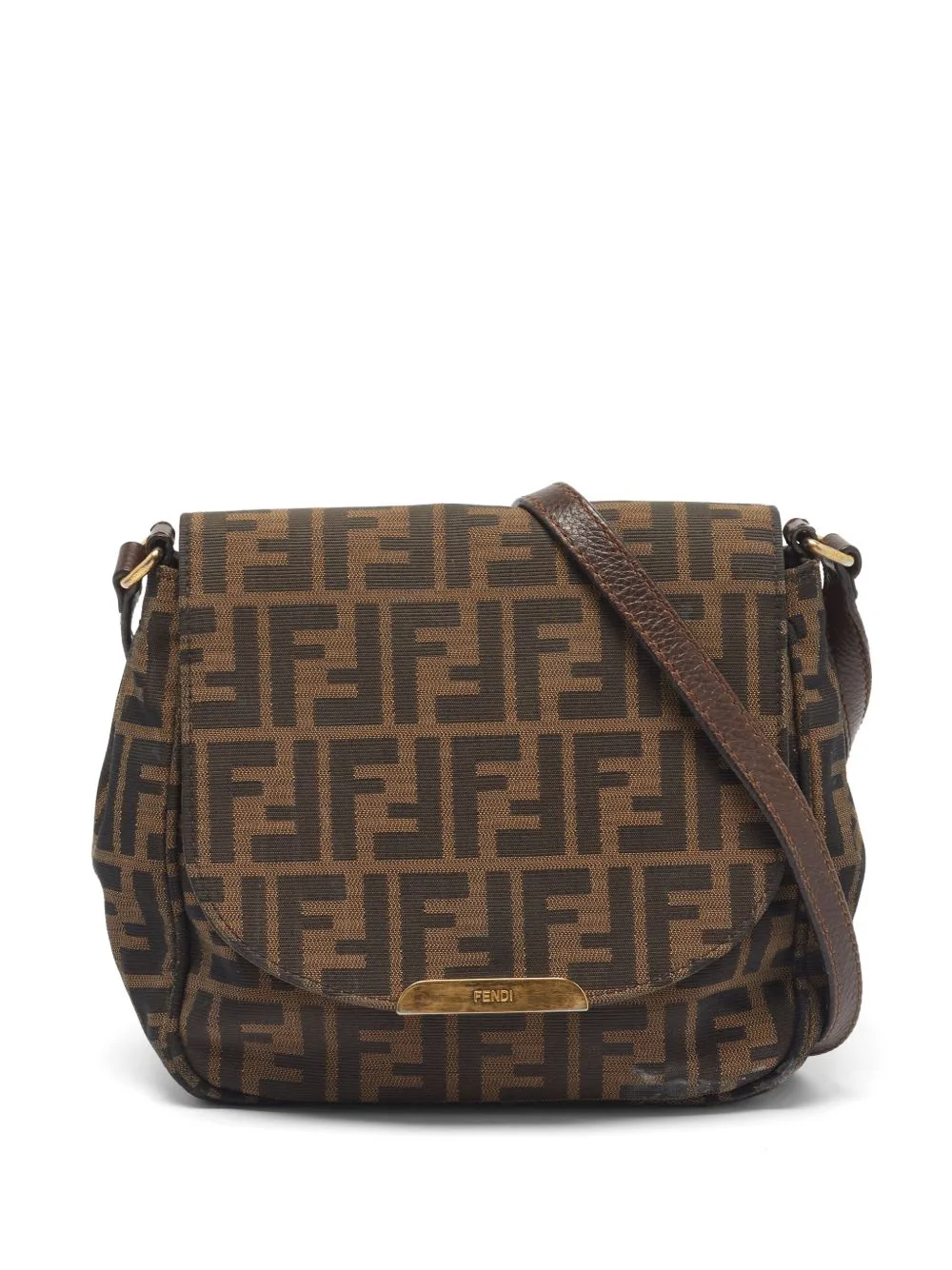2013 Tobacco Zucca Canvas Flap Crossbody Bag by Fendi Pre-Owned