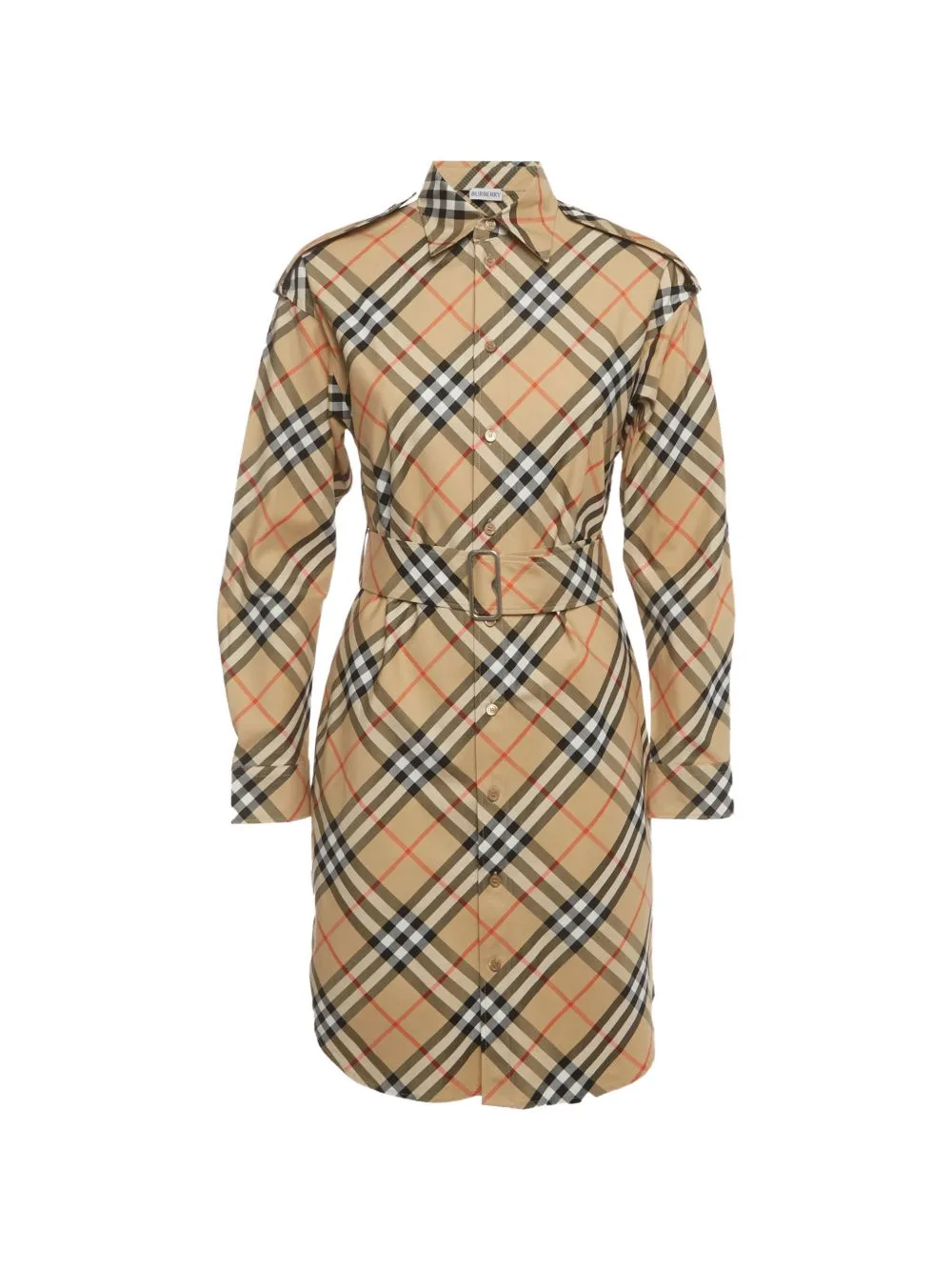 Belted Checked Shirt Dress by Burberry Pre-Owned