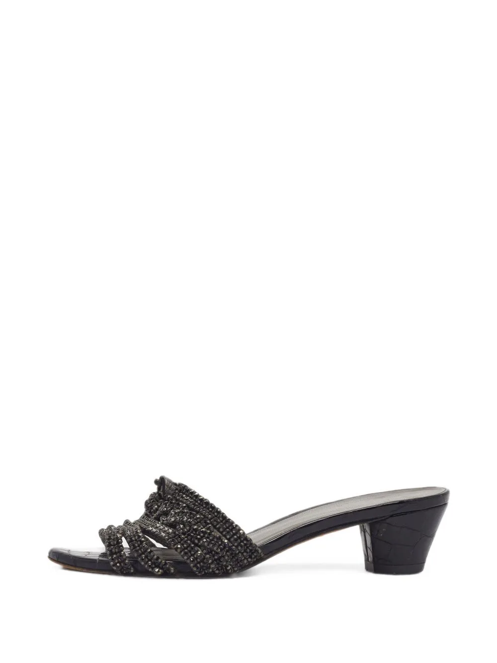 Crystal-Embellished Croc-Embossed Sandals by Gina