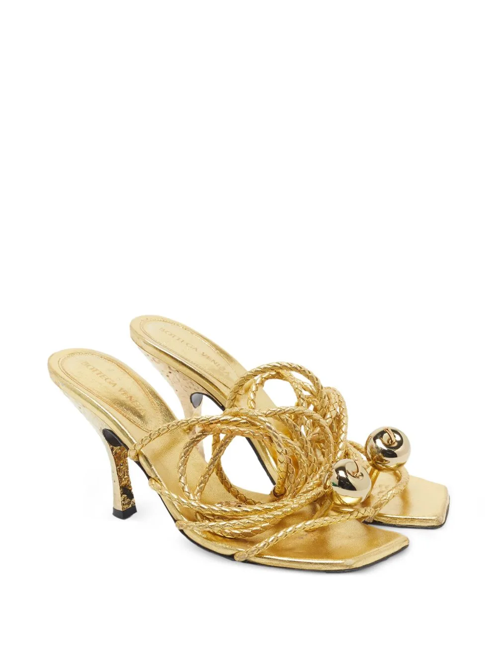 Leather Ankle-Wrap Sandals by Bottega Veneta Pre-Owned