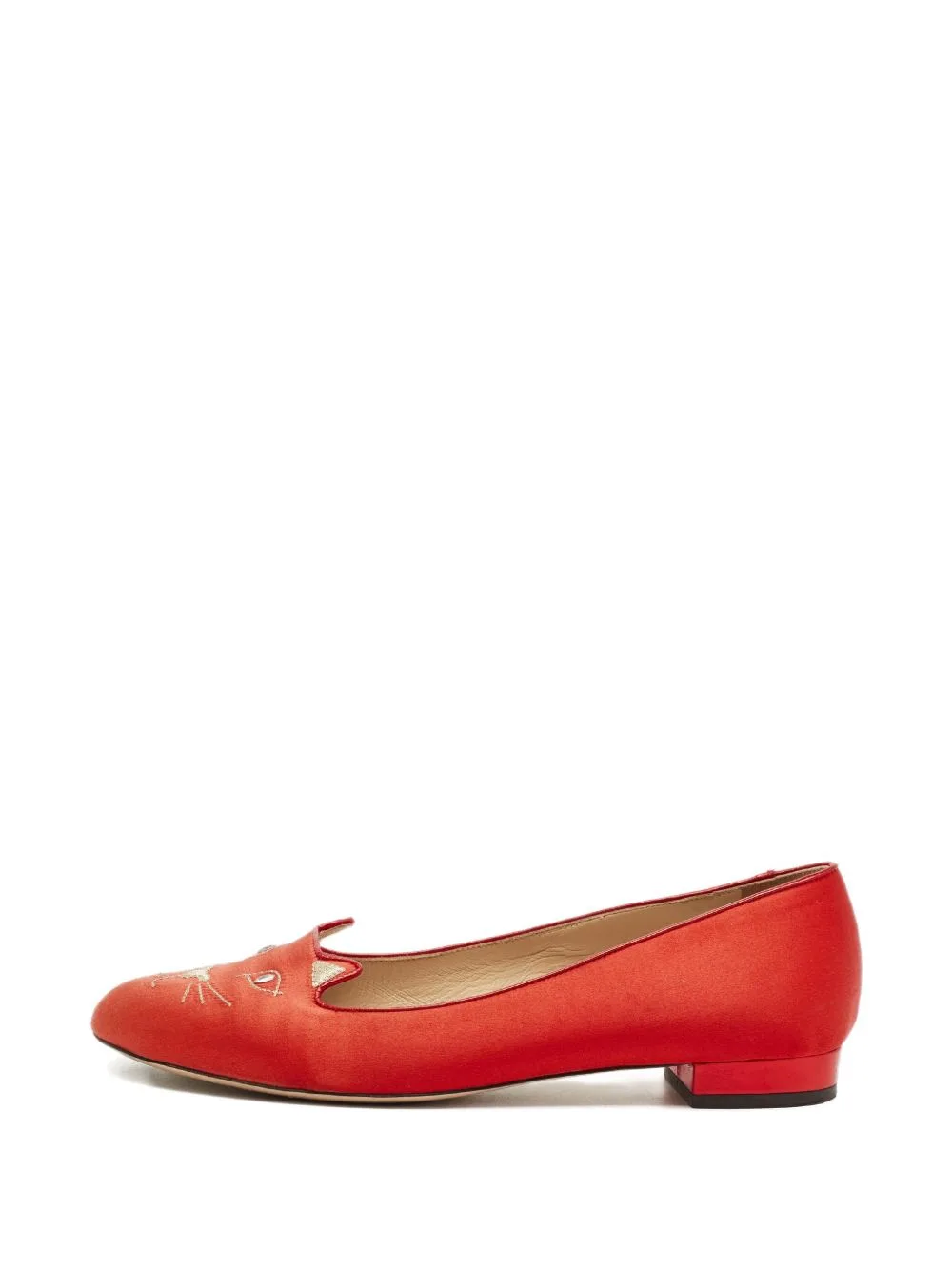 Kitty Embroidery Satin Flats by Charlotte Olympia