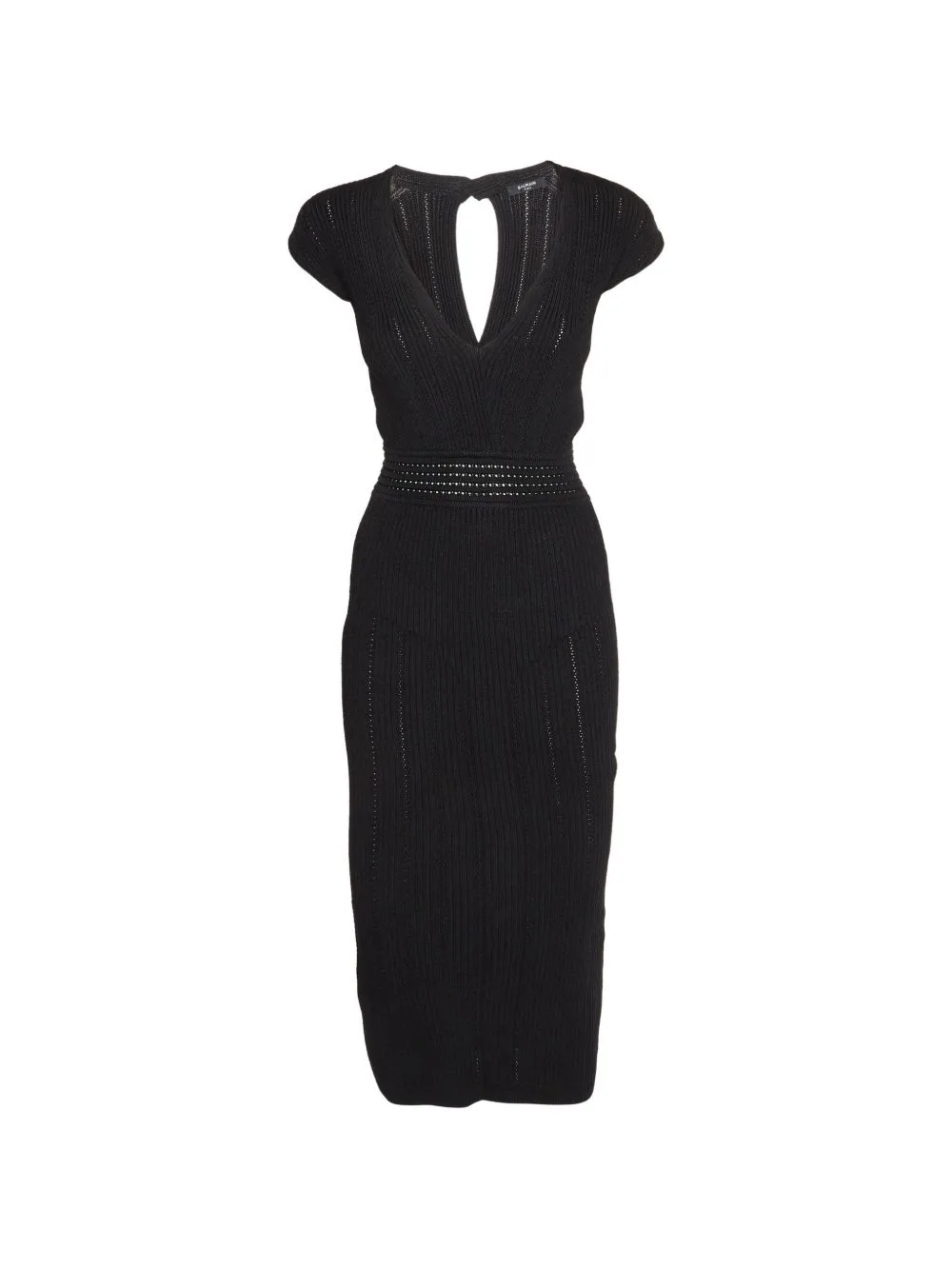 Openwork Rib-Knit Midi Dress by Balmain Pre-Owned