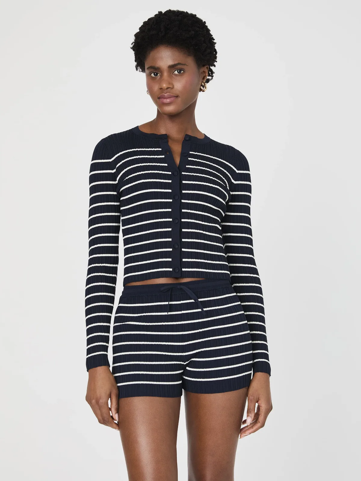 Crinkle Knit Crewneck Cardigan by French Connection