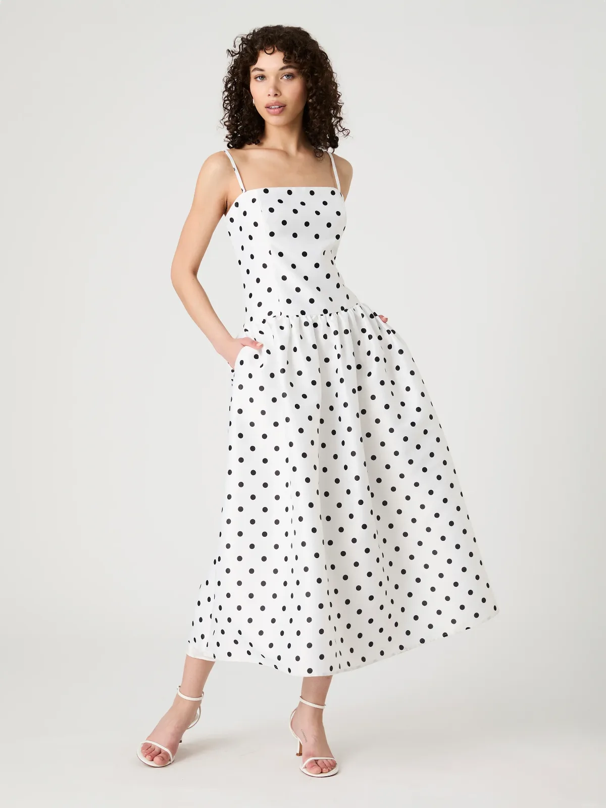 Strappy Polka Dot Midi Dress by French Connection