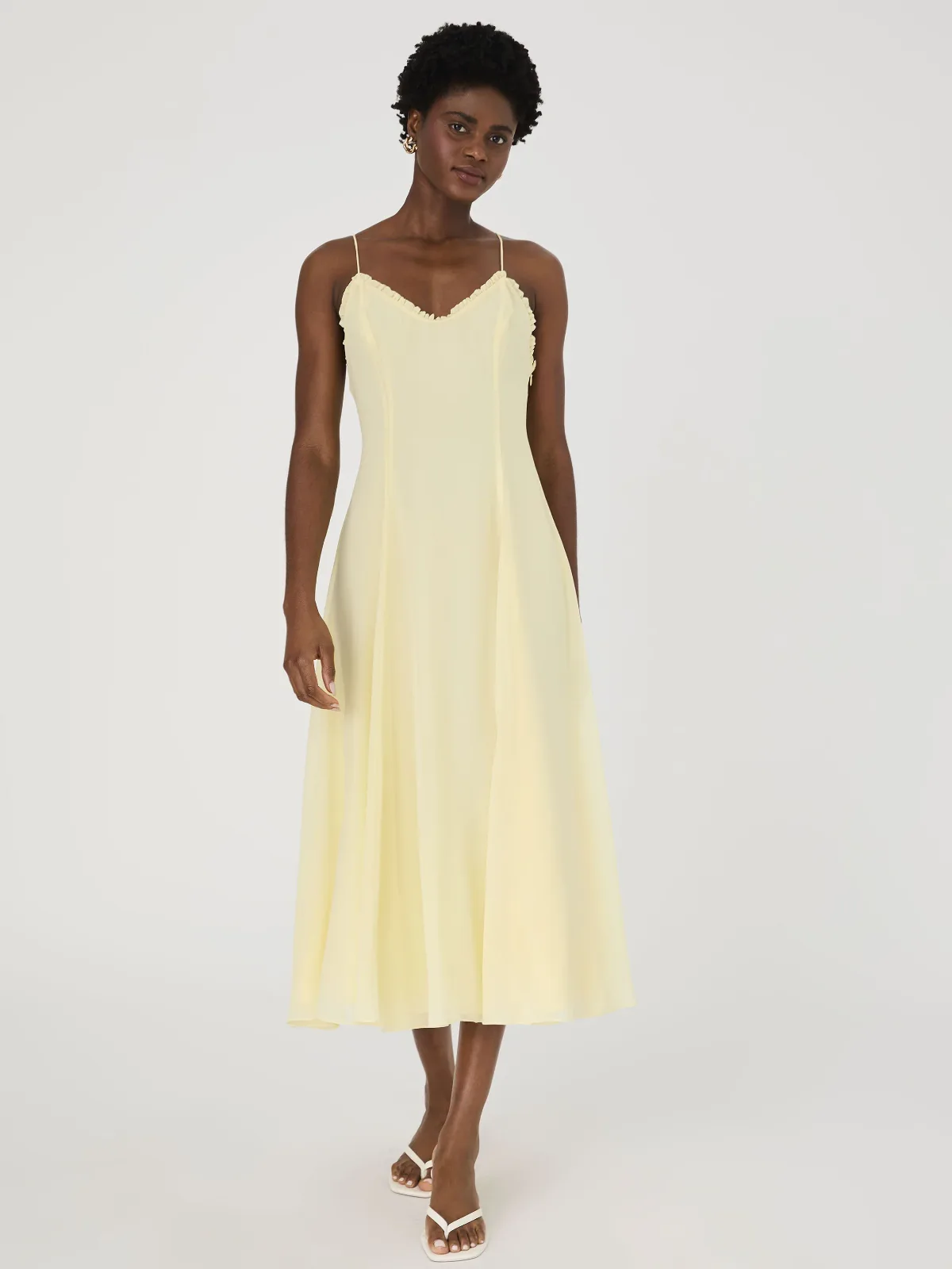 Raya Chiffon Ruffle Neck Midi Dress by French Connection