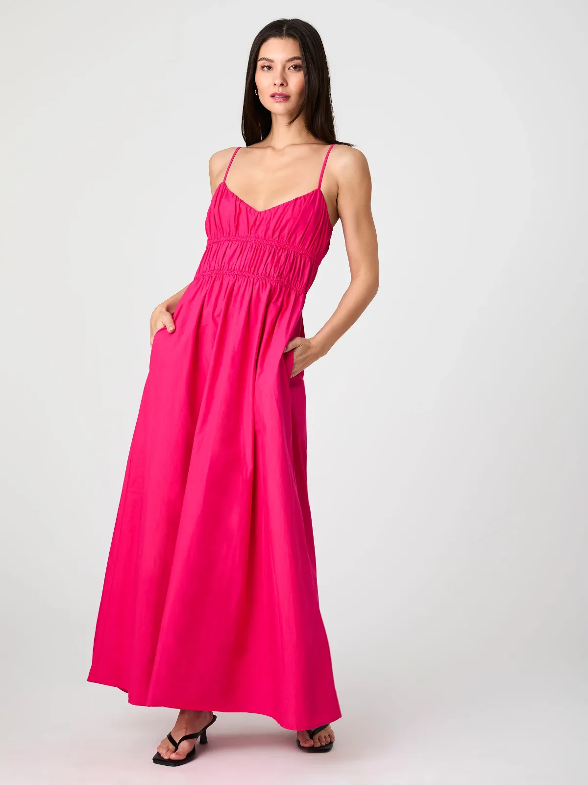Poplin Ruched Maxi Dress by French Connection