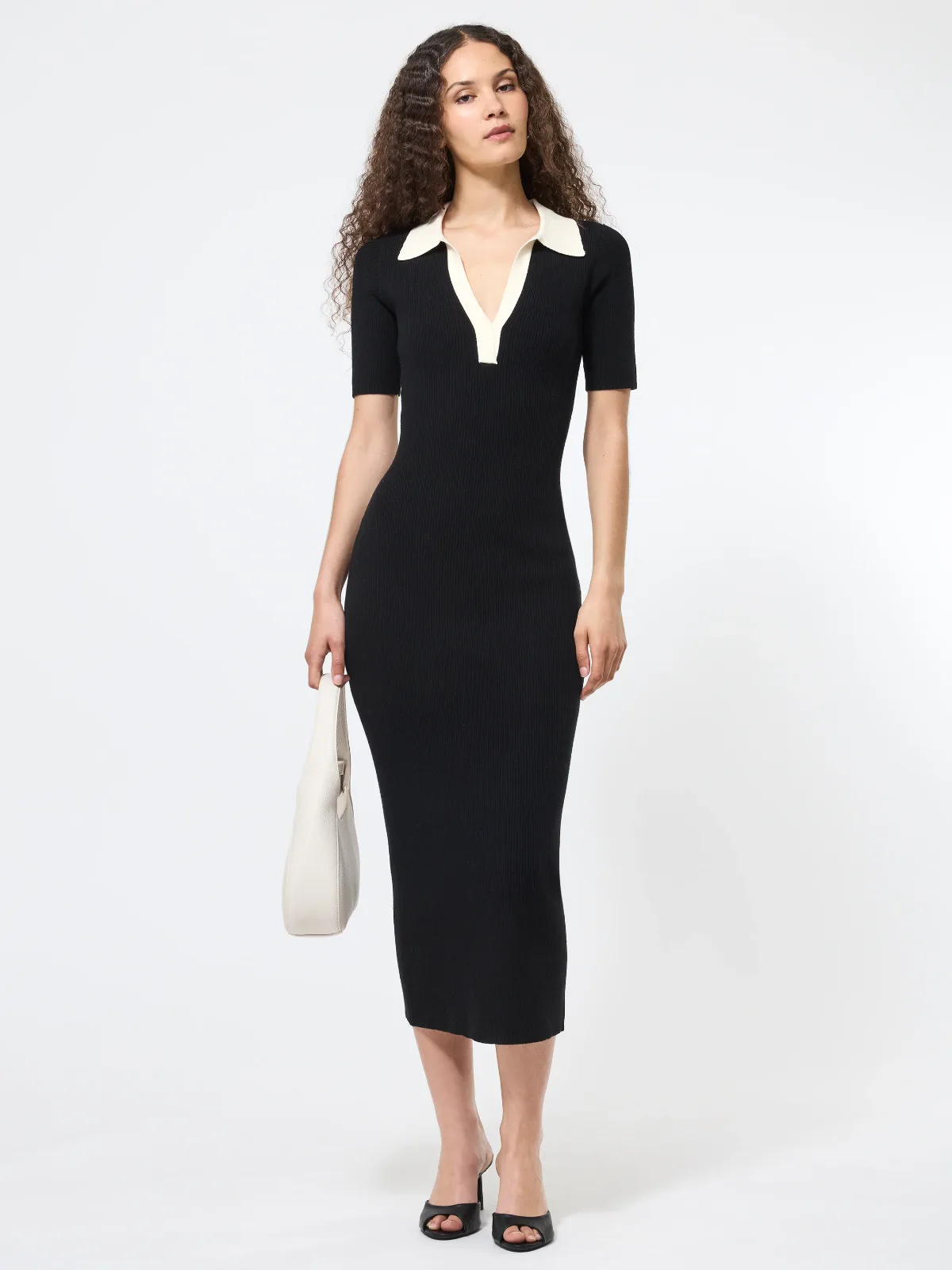Cosysoft Contrast V-Neck Midi Dress