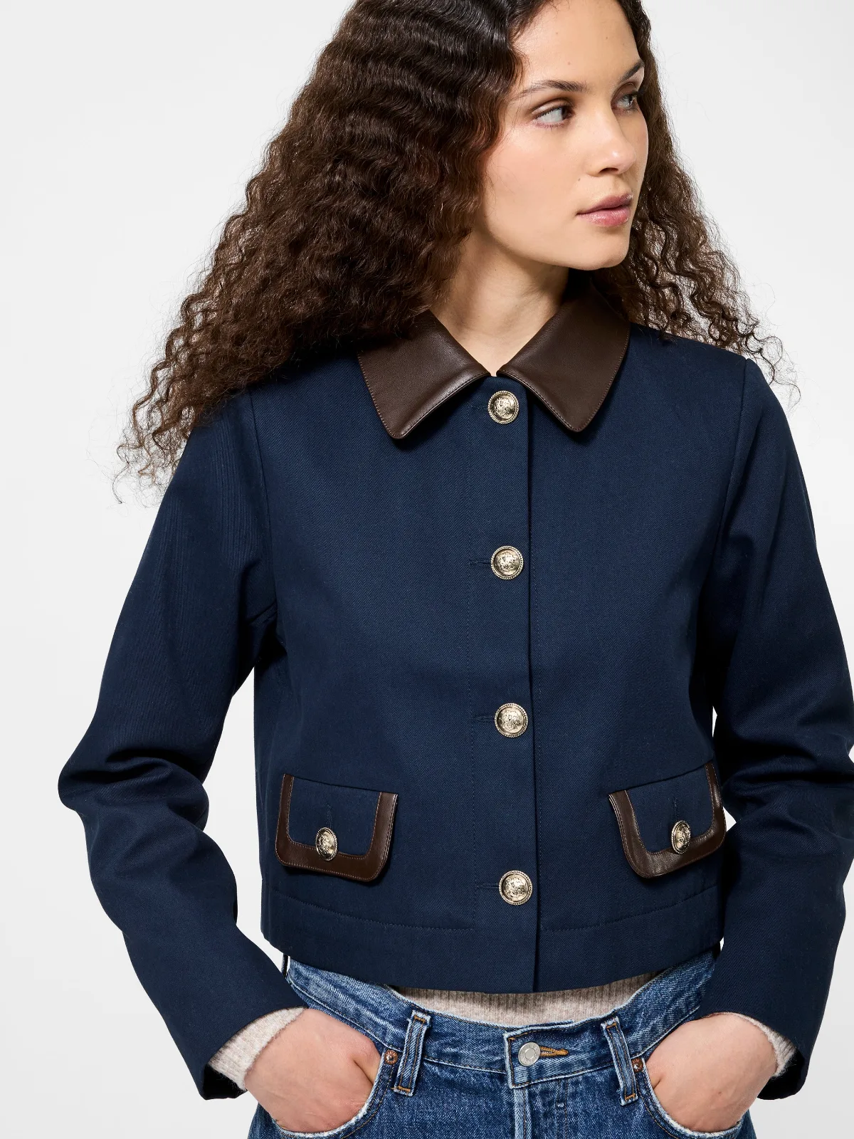 Contrast Trim Two Pocket Jacket by French Connection
