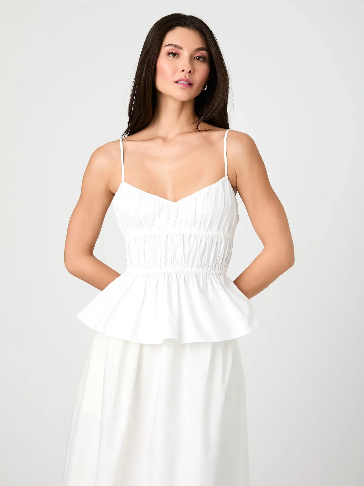 Poplin Strappy Peplum Top by French Connection