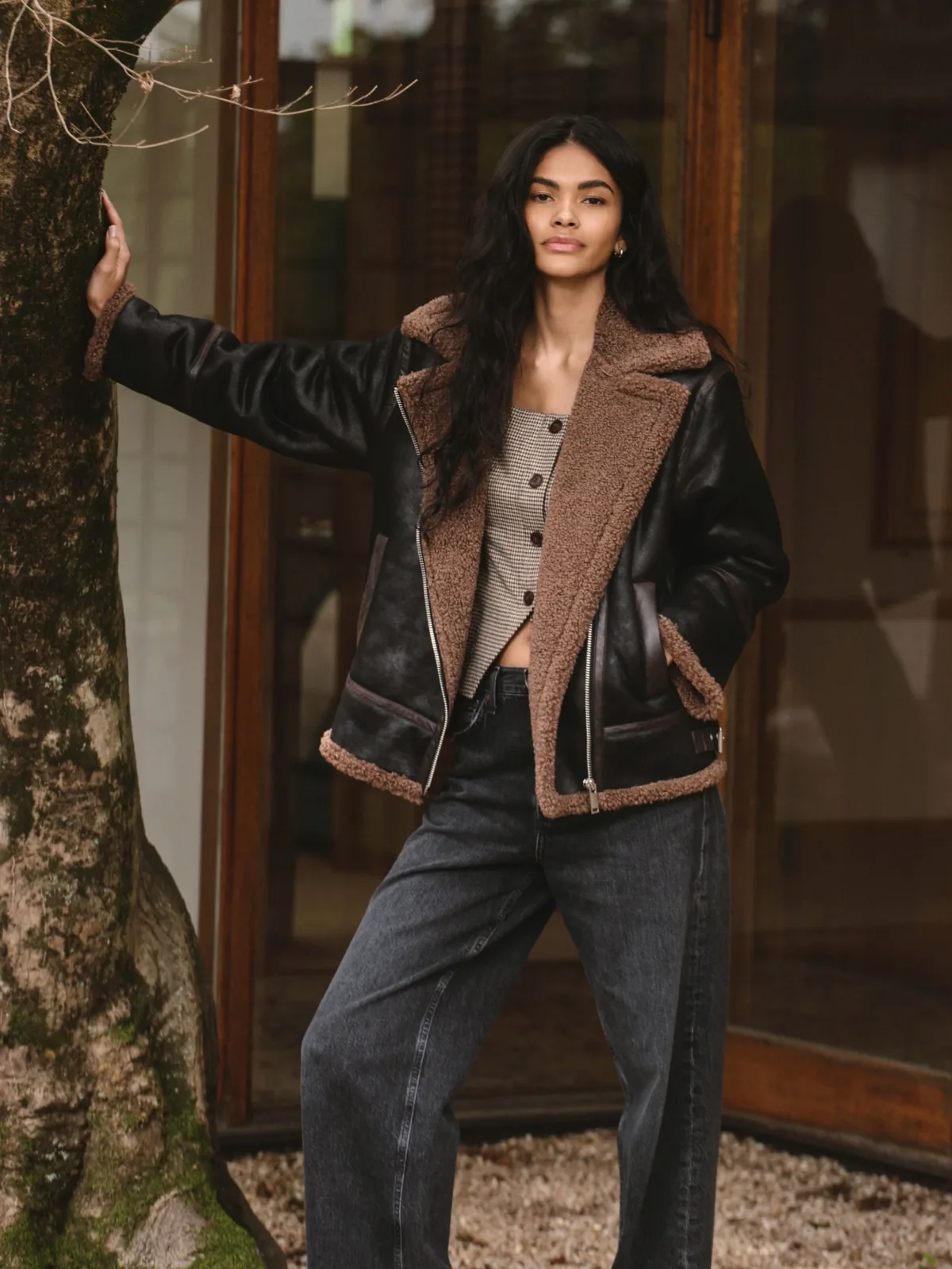 Vegan Shearling Zip Up Jacket by French Connection