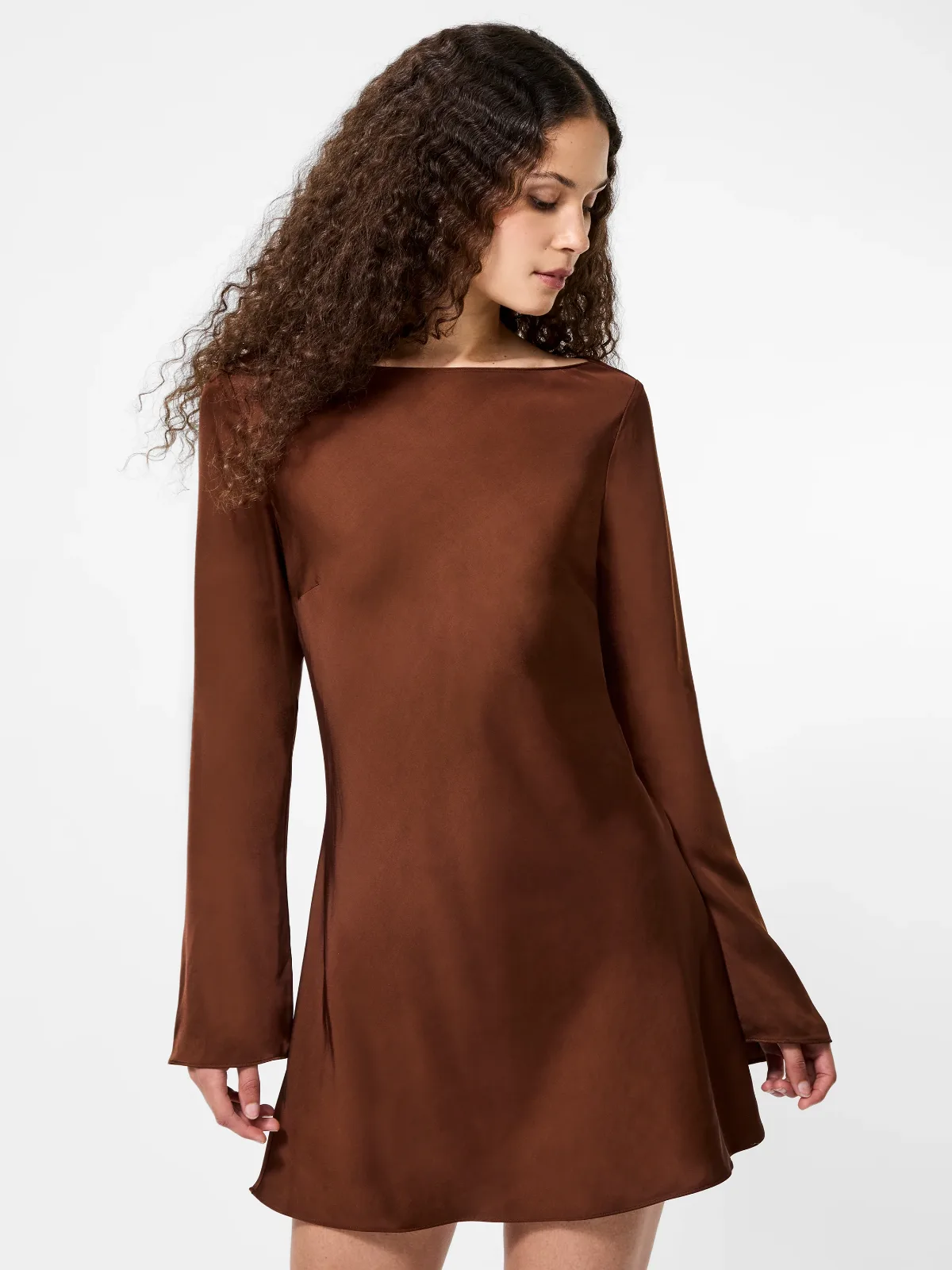 Ennis Satin Longsleeve Mini Dress by French Connection