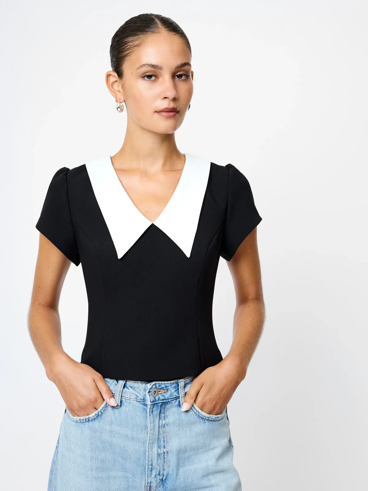 Azra Oversized Collar Top by French Connection