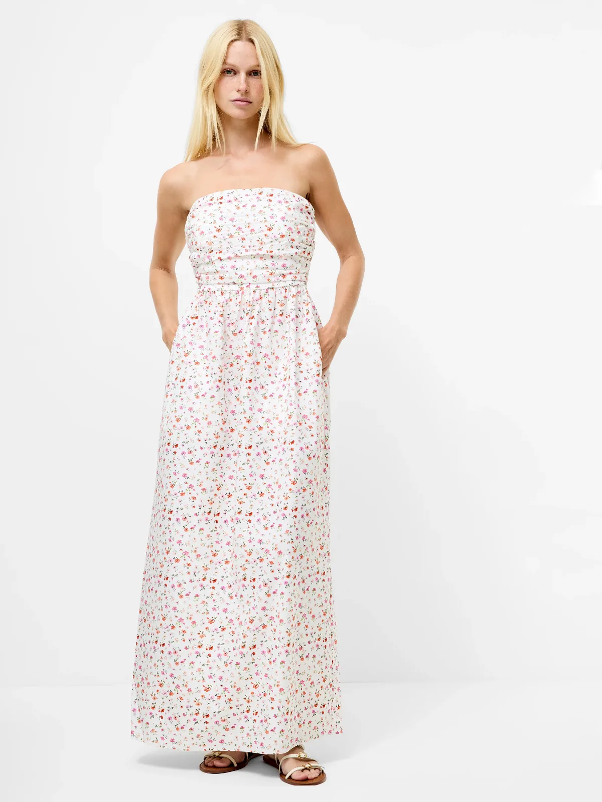 Nomi Cotton Strapless Midi Dress by French Connection