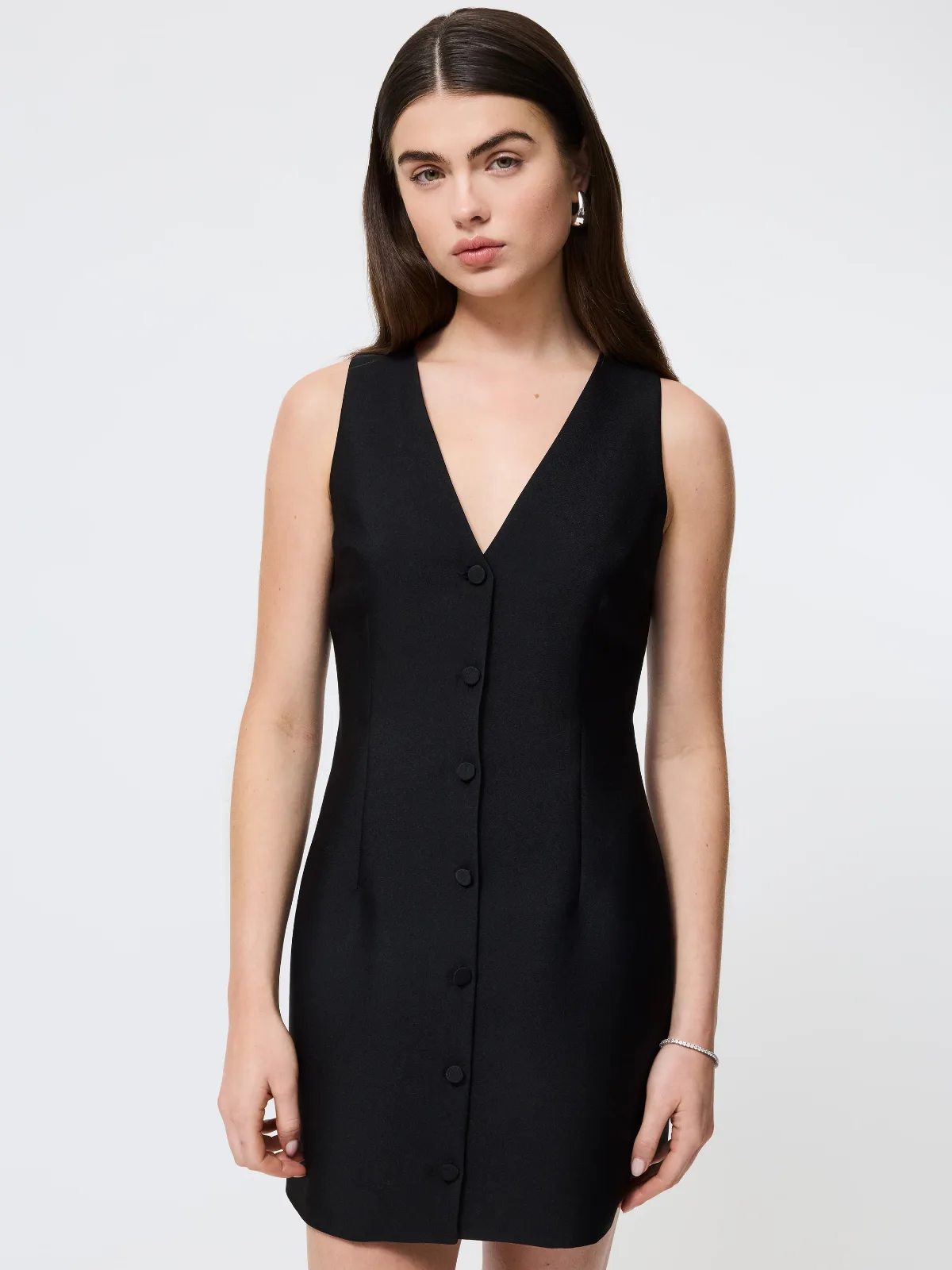 Taffeta V-Neck Mini Dress