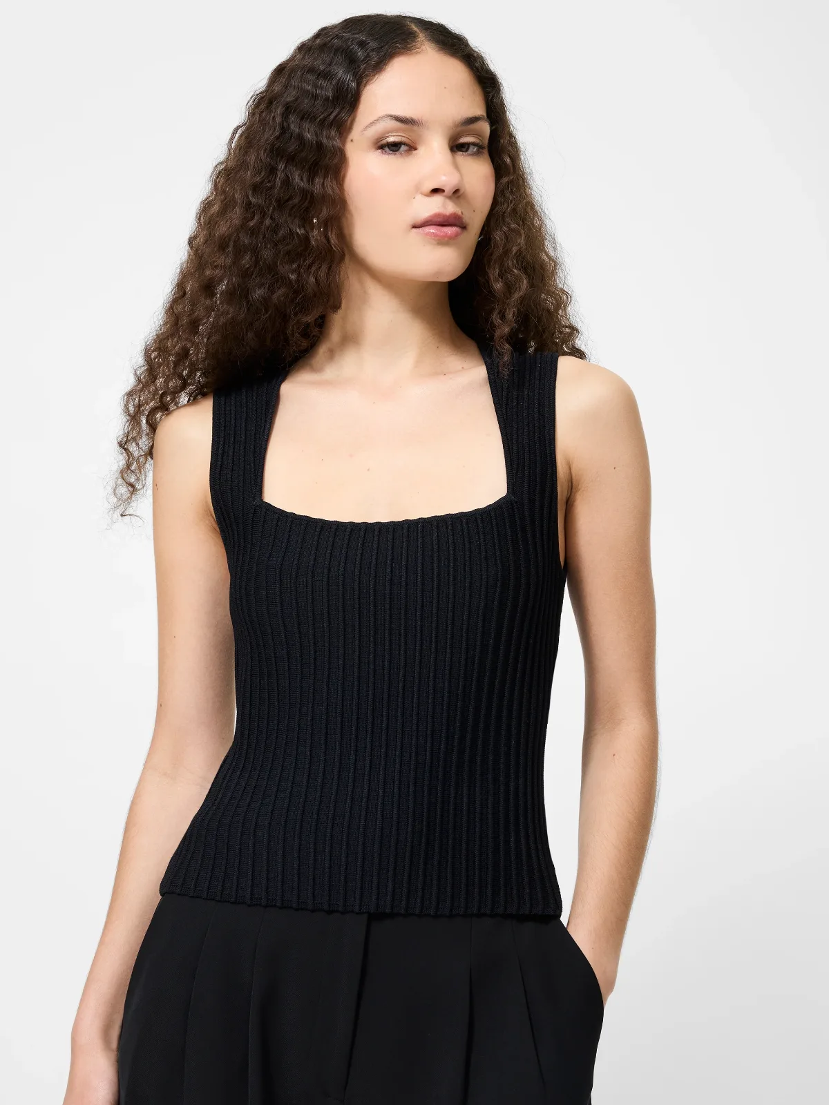 Ottoman Textured Square Neck Top by French Connection