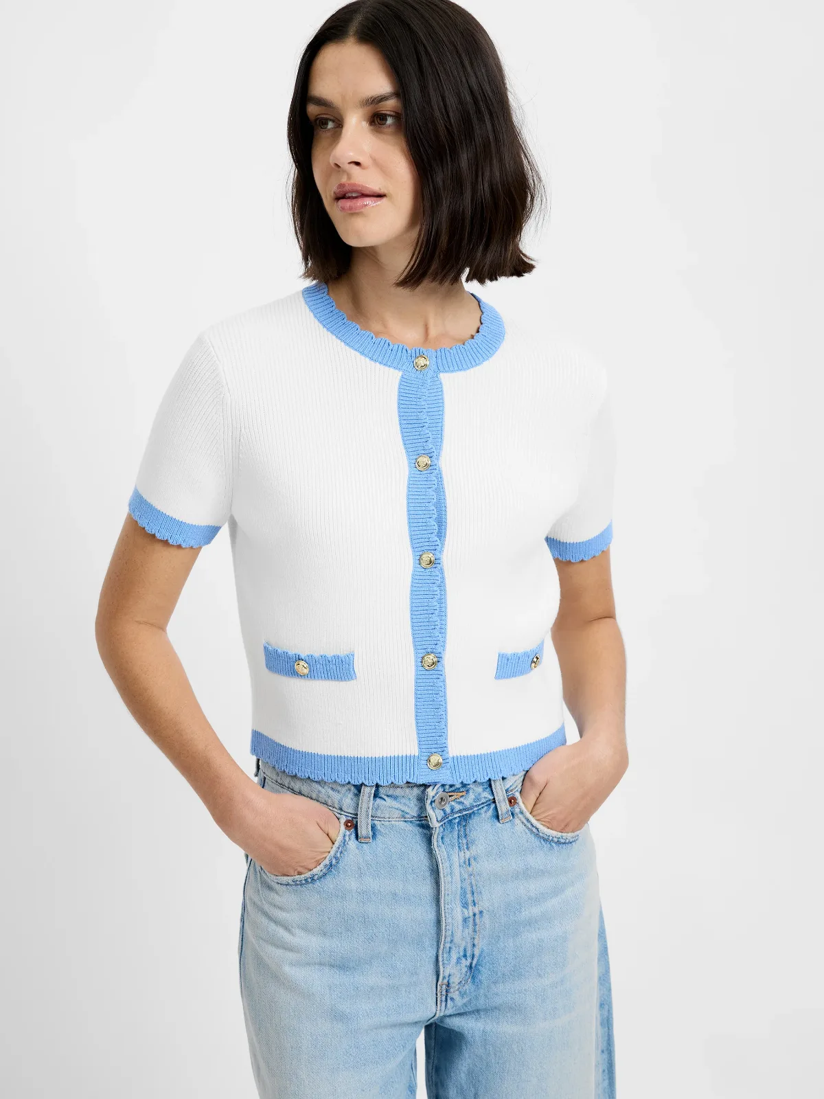 Bennet Rib Knit Short Sleeve Top by French Connection