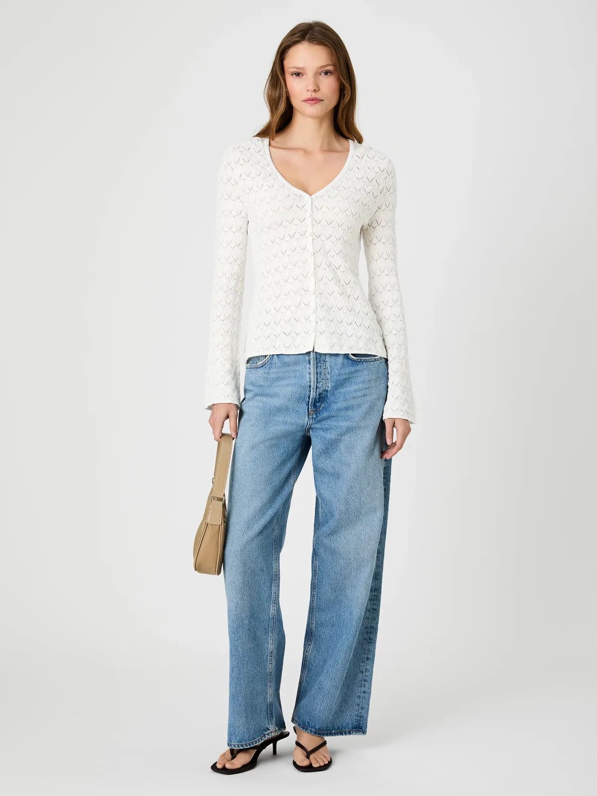 Mozart Heartleaf Crochet Long Sleeve Top by French Connection
