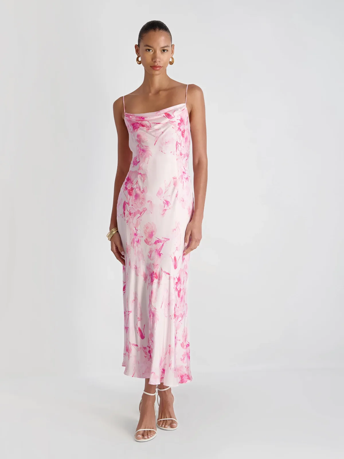 Oona Satin Sophie Fleur Midi Dress
