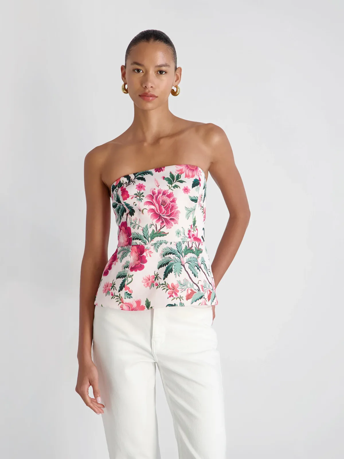 York Satin Christa Fleur Strapless Top by French Connection