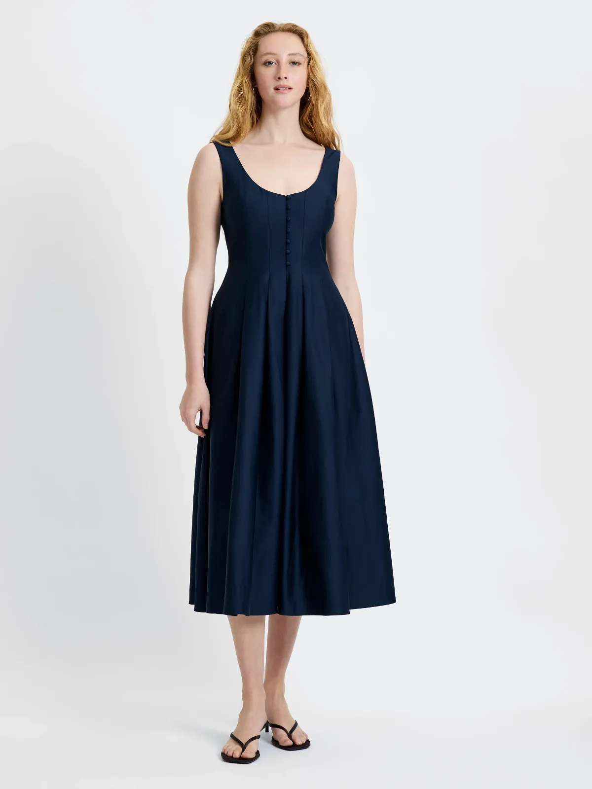 Cotton Sateen Midi Dress
