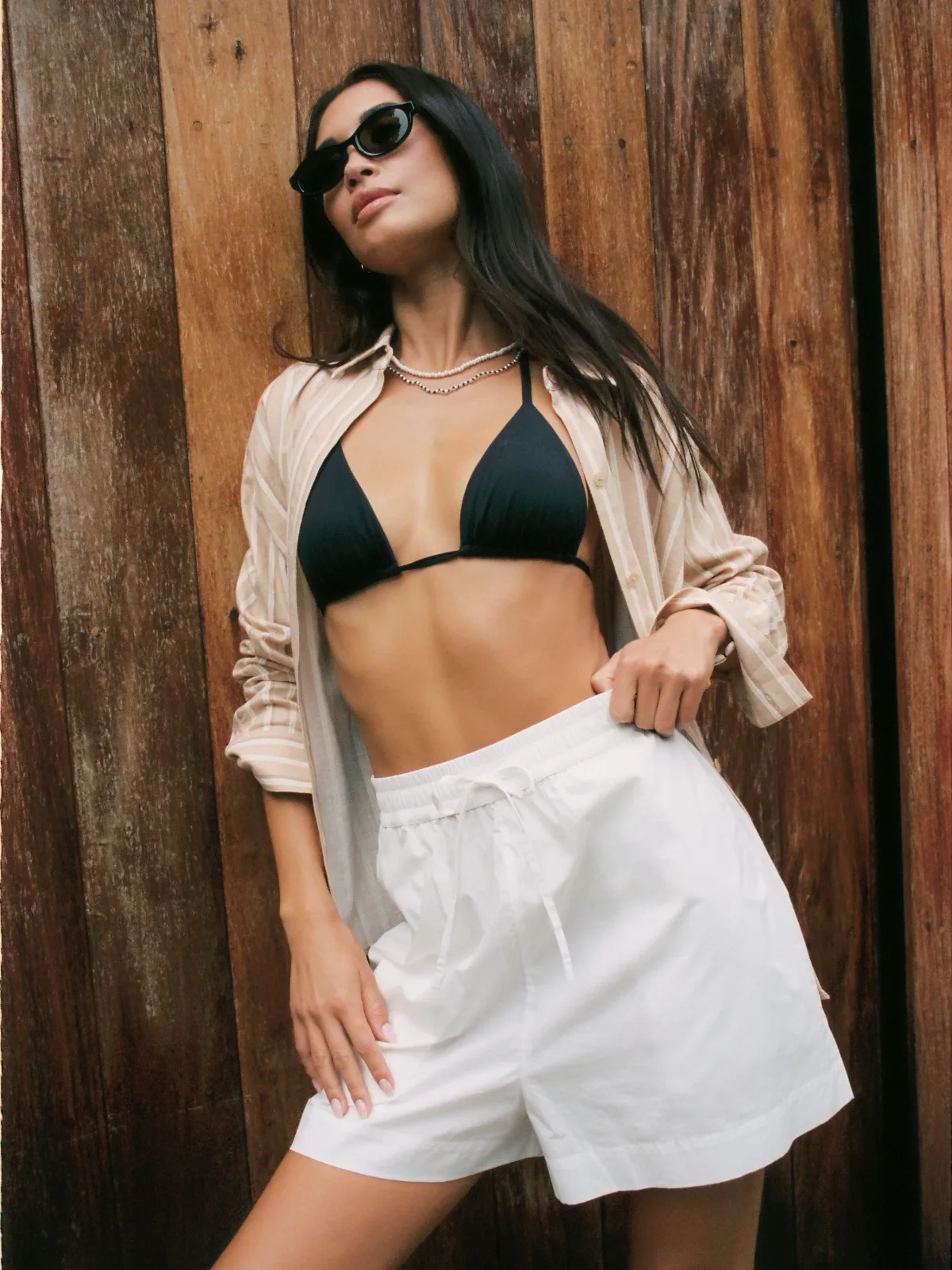 Rhodes Poplin Drawstring Shorts by French Connection