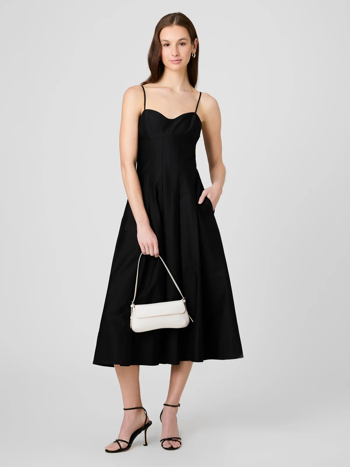 Cotton Sateen Pleated Midi Dress by French Connection