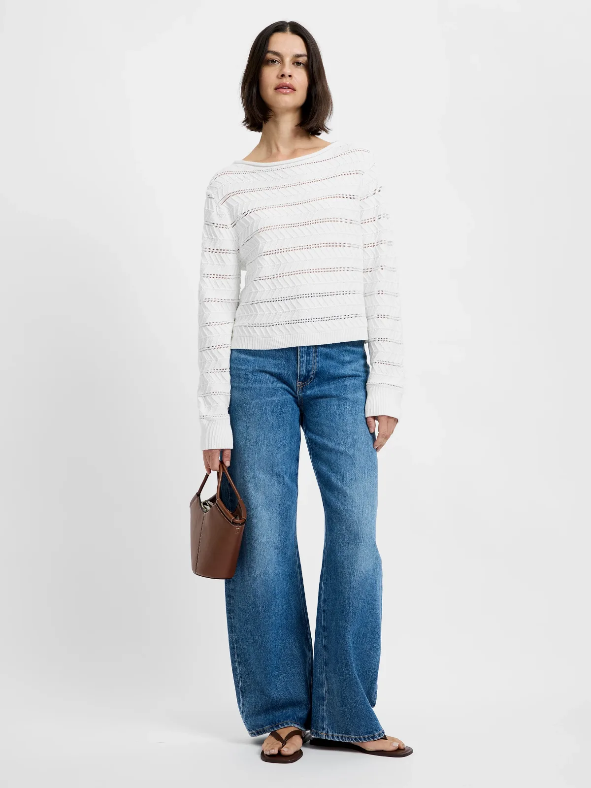Mozart Crochet Stripe Pullover by French Connection