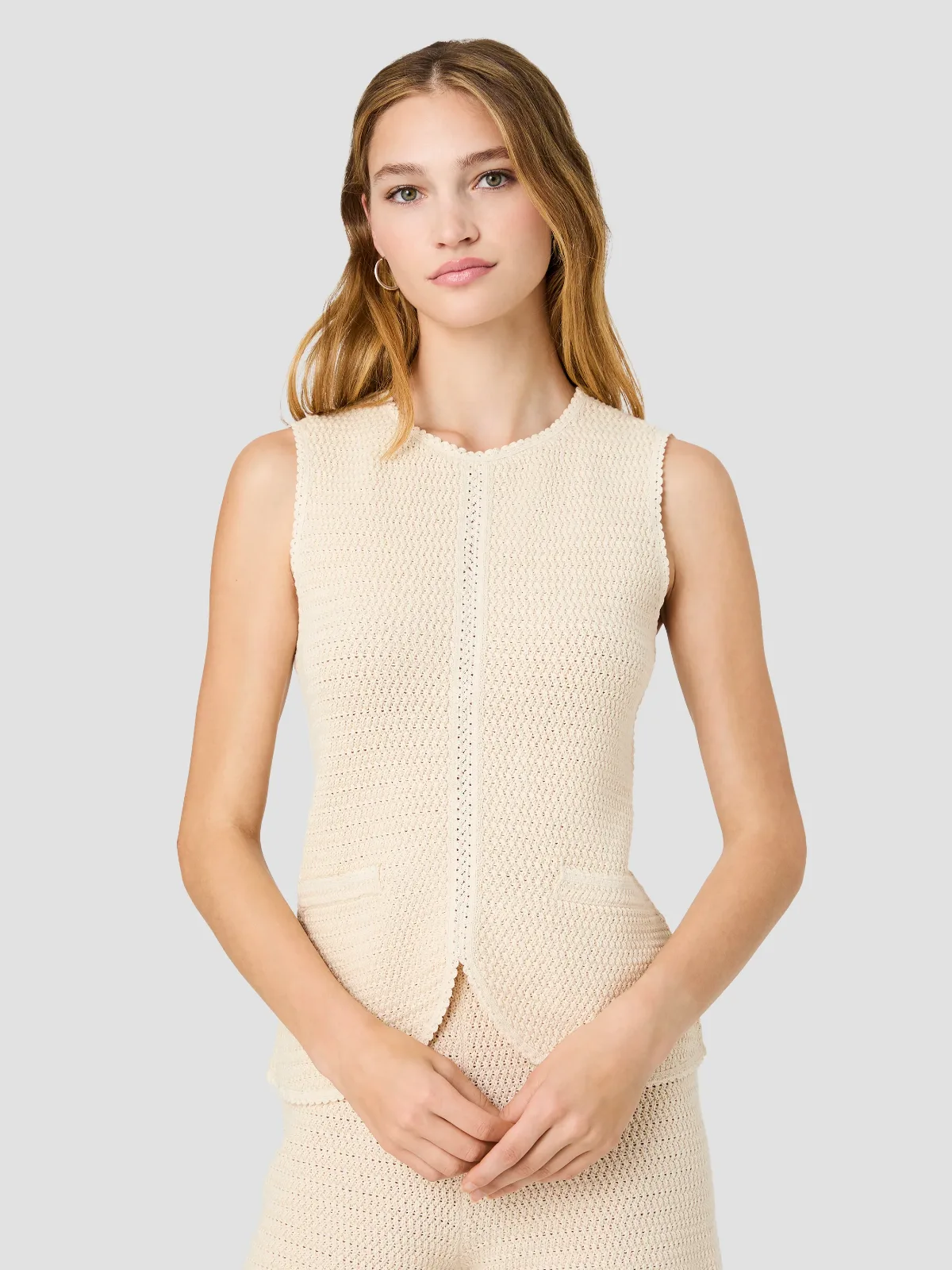 Mozart Crochet Texture Vest by French Connection