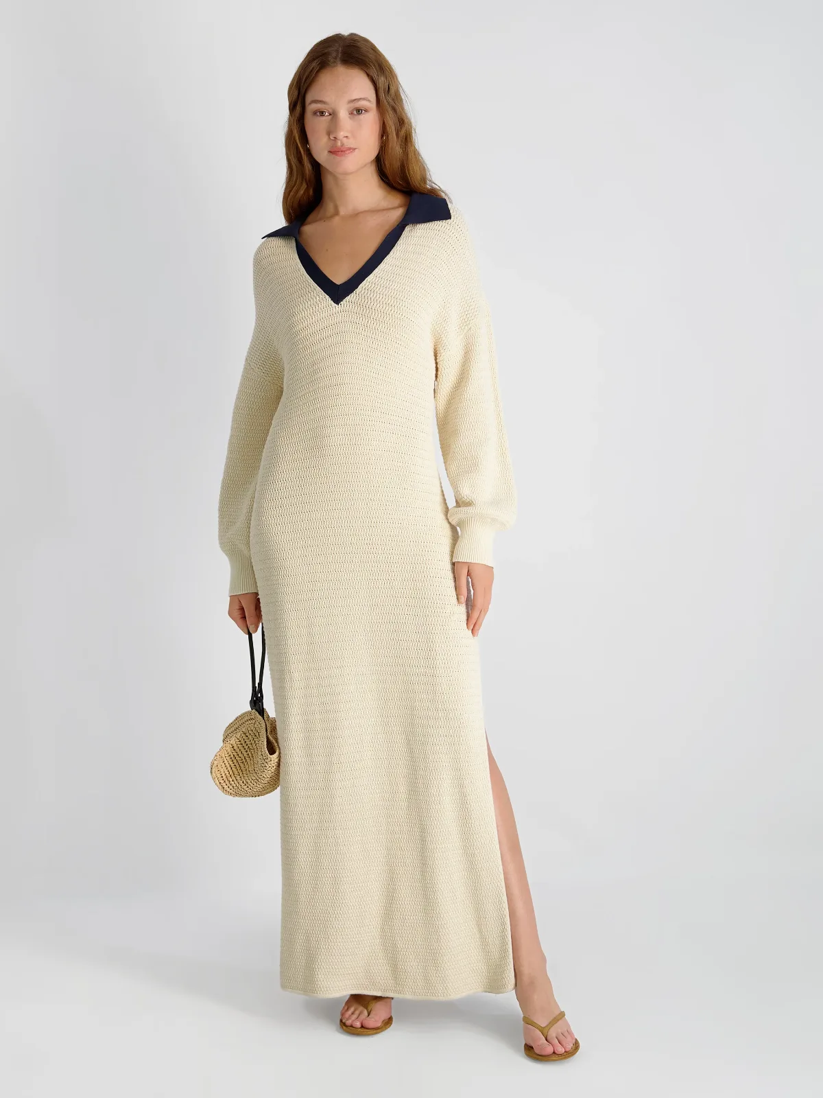 Mozart Contrast Texture Knit Maxi Dress by French Connection