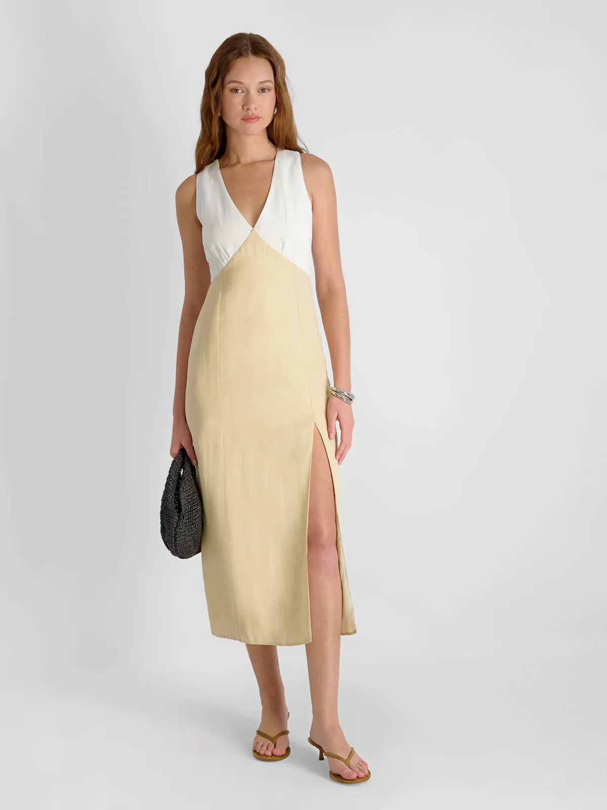 Cooper Linen V-Neck Midi Dress