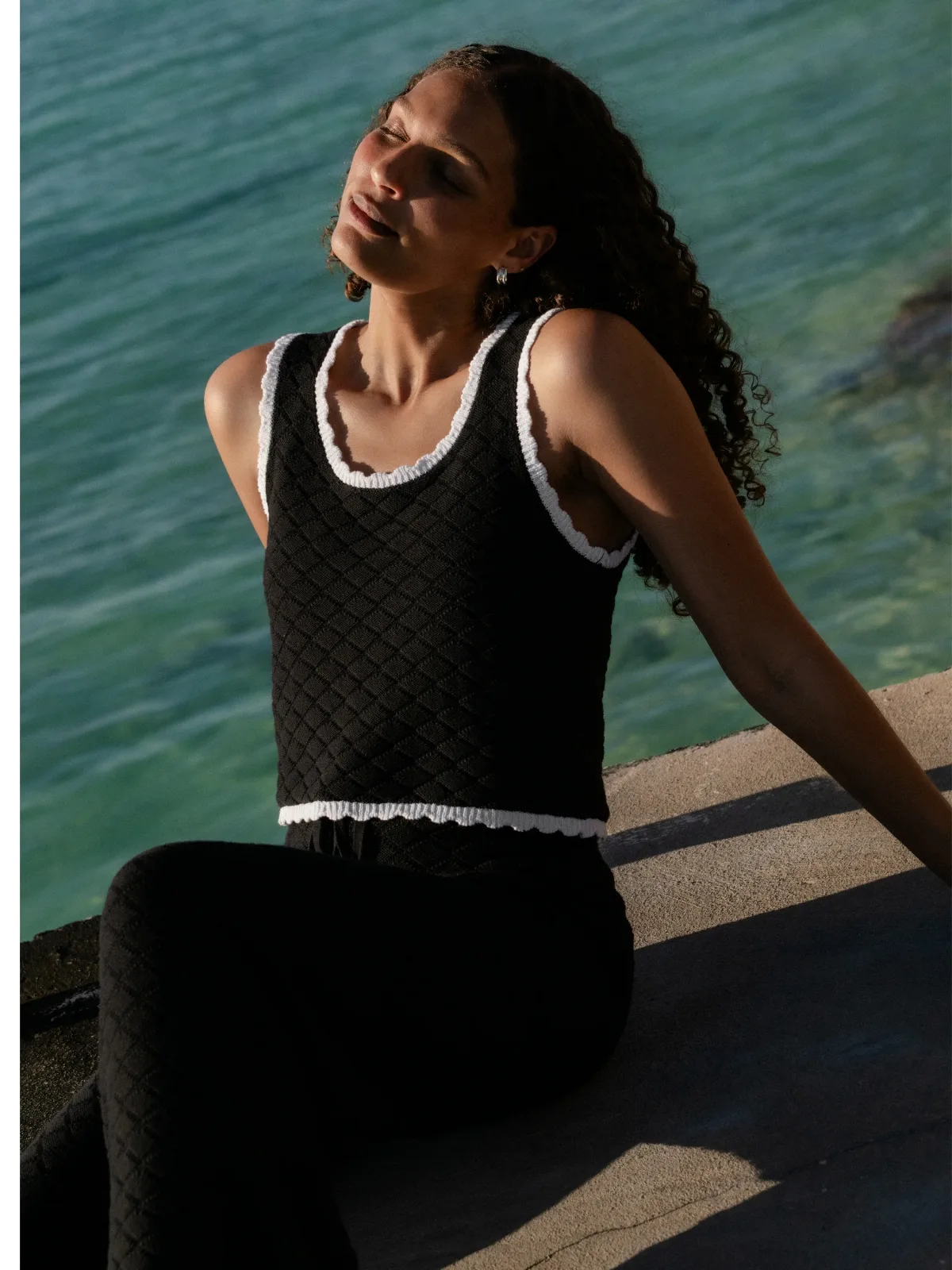 Teddy Diamond Knit Contrast Cami by French Connection