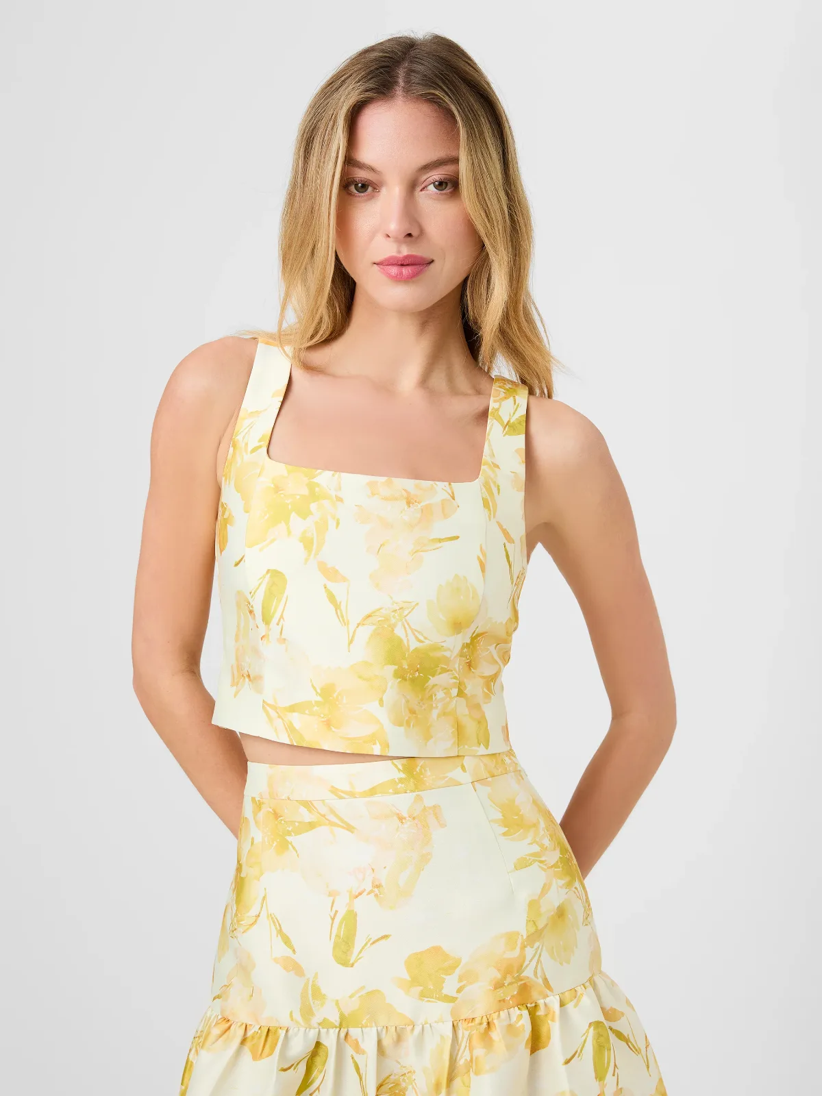 Structured Taffeta Sophie Fleur Cropped Top by French Connection