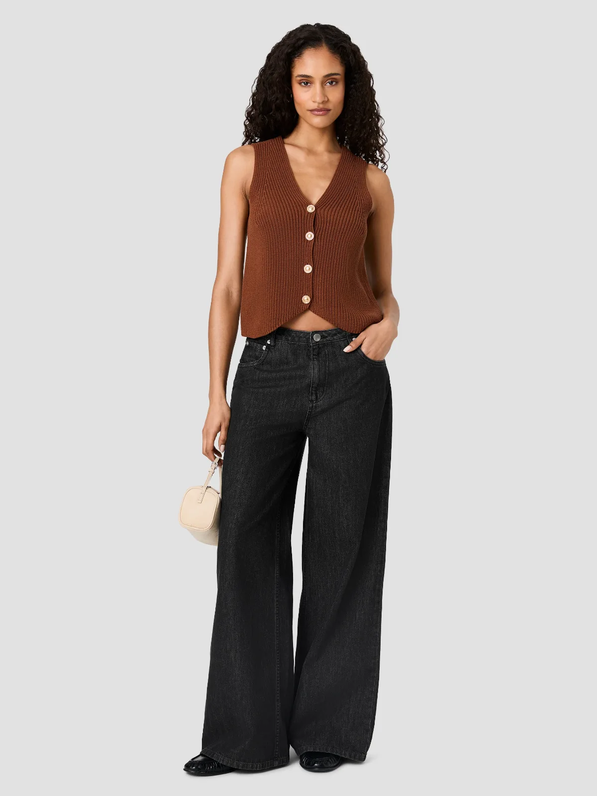 Mozart V-Neck Rib Vest by French Connection