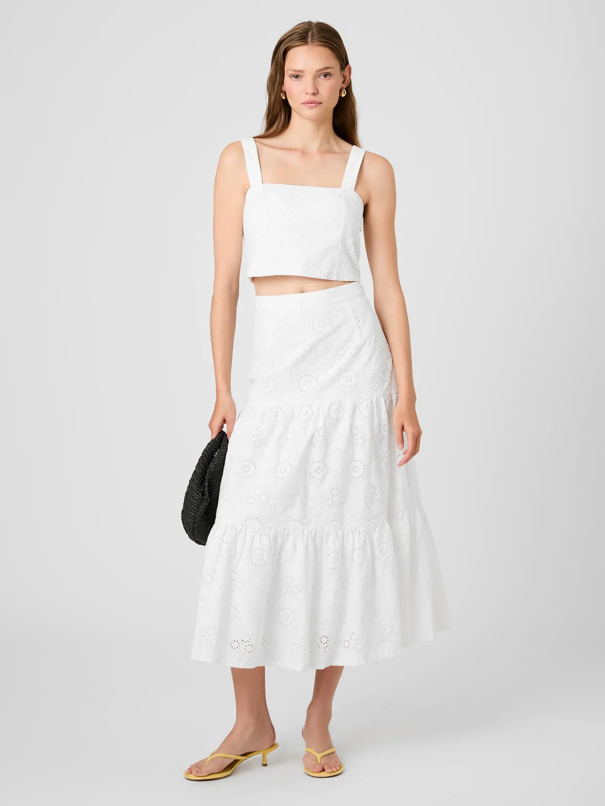 Svea Floral Eyelet Tier Maxi Skirt by French Connection