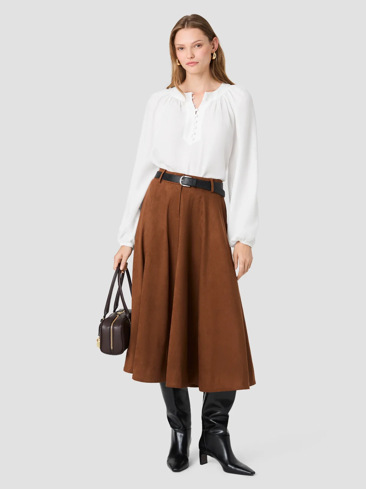 Sonja Suede Midi Skirt by French Connection