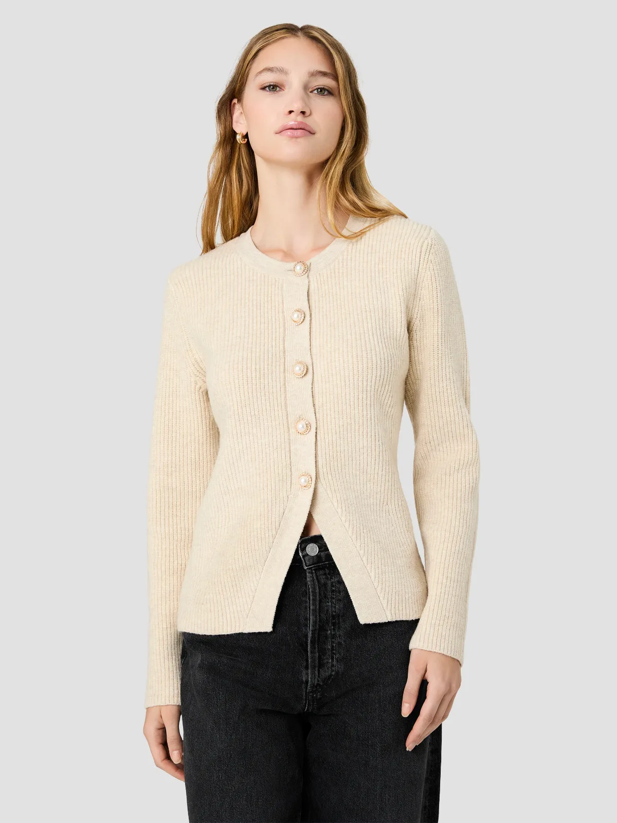 Marley Knit Button Front Top by French Connection