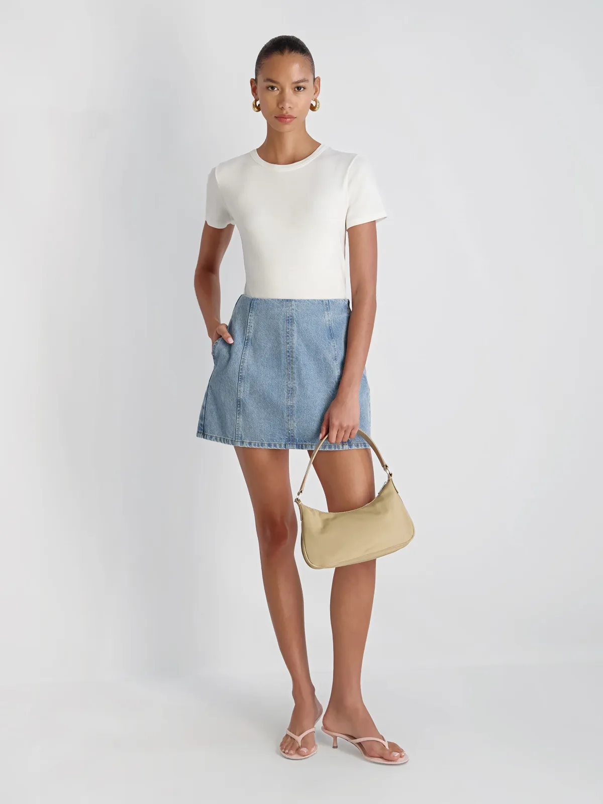 90s Denim Multi Seam Mini Skirt by French Connection